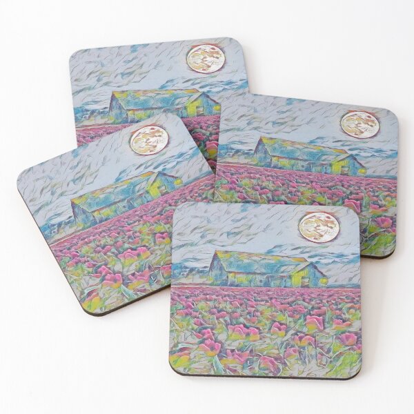 Artikelvorschau, Mondbeschienenes Blumenfeld – Blumenszene bei Mondschein entworfen und verkauft von Galathi Designs.