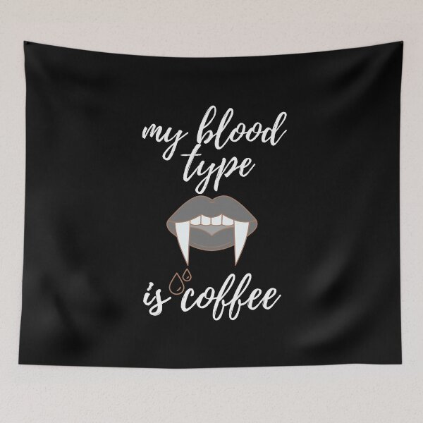 Item preview, My blood type is coffee - vampire fangs by Boo-da-chay designed and sold by Boo-da-chay.