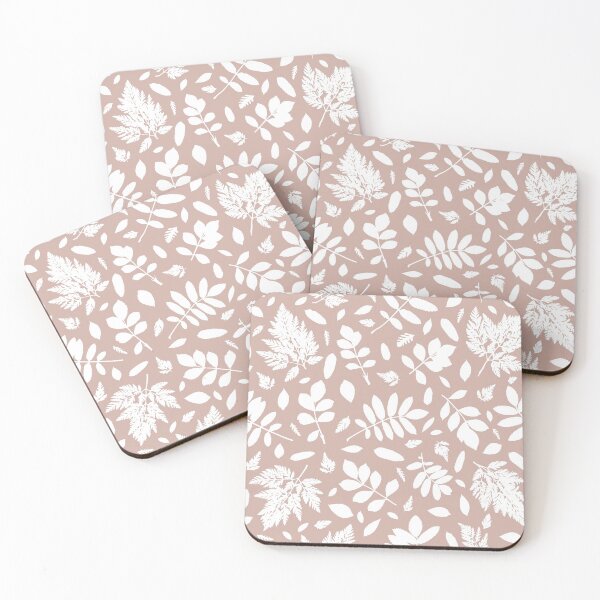 Item preview, Monochrome leaves 1. Wild herbs seamless pattern white on dusty pink-beige. Autumn leaf fall. Wild life designed and sold by Yulia Chepurova.