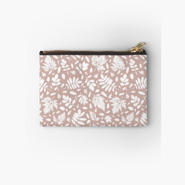 Item preview, Monochrome leaves 1. Wild herbs seamless pattern white on dusty pink-beige. Autumn leaf fall. Wild life designed and sold by Yulia Chepurova.