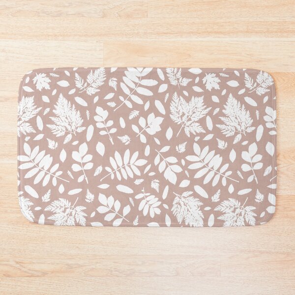 Item preview, Monochrome leaves 1. Wild herbs seamless pattern white on dusty pink-beige. Autumn leaf fall. Wild life designed and sold by Yulia Chepurova.