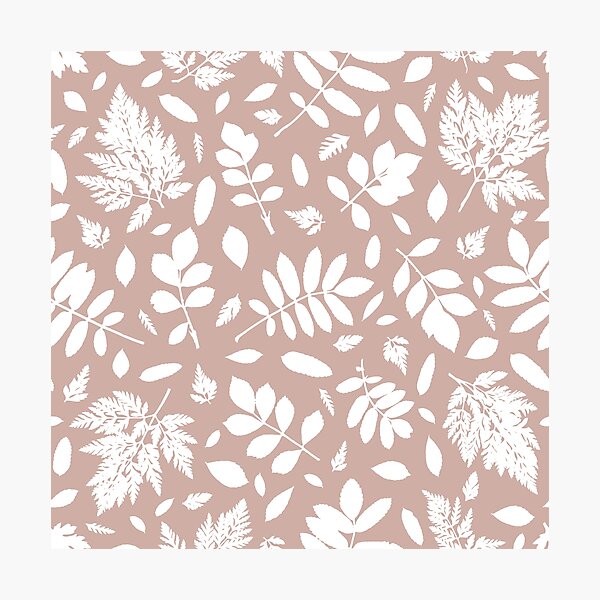 Item preview, Monochrome leaves 1. Wild herbs seamless pattern white on dusty pink-beige. Autumn leaf fall. Wild life designed and sold by Yulia Chepurova.