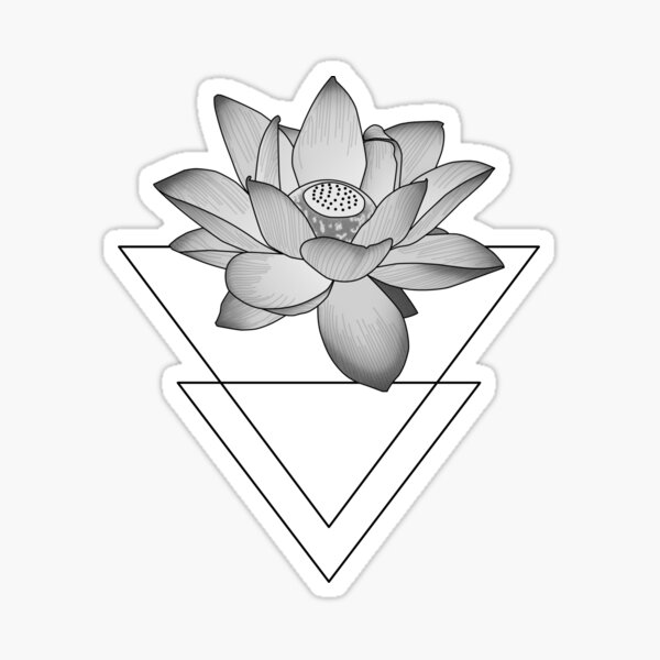 Japanese Lotus Flower With Triangles Minimalist Tattoo Yoga Style Sticker By Koalaslifestyle Redbubble