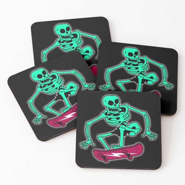 Item preview, Skeleton Skater Skateboarding Green Glowing Halloween Action. For Gnarly Rippers, No Snakes Allowed! Halloween or Anytime Cool Skater Skeleton. designed and sold by UrTops.