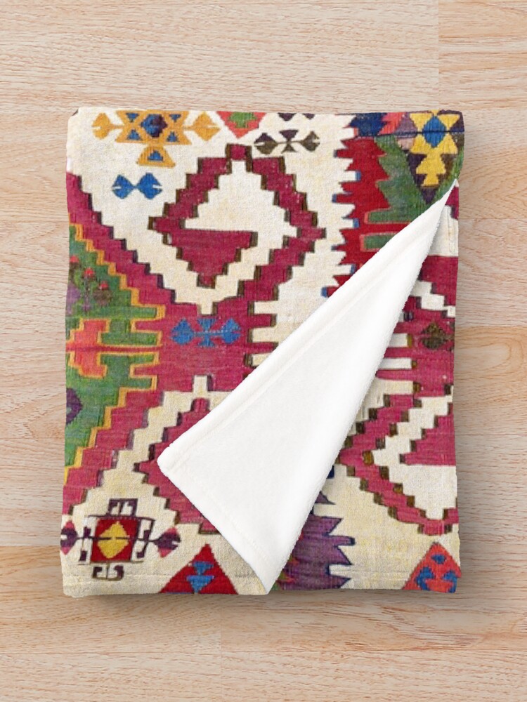 Alternate view of Adana Kilim South East Anatolia Antique Tribal Rug Print Throw Blanket