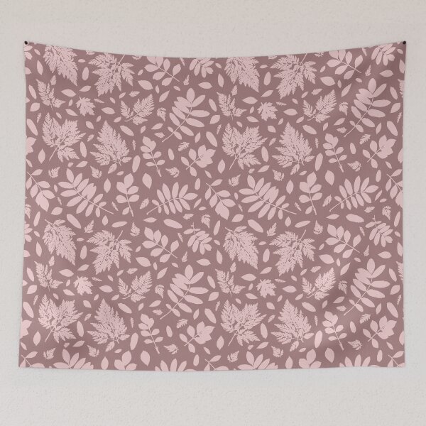 Item preview, Monochrome leaves 2. Wild herbs seamless pattern dusty pink on pink brown, pale red-purple. Autumn leaf fall. Wild life designed and sold by Yulia Chepurova.