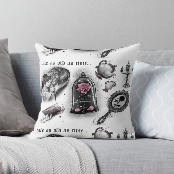 Disney Inspired Beauty and the beast tattoo flash Throw Pillow