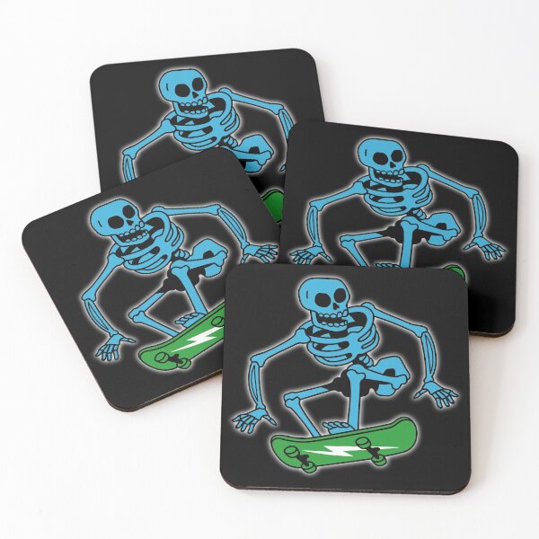 Item preview, Skeleton Skater Skateboarding Blue Glowing Halloween Action. For Gnarly Rippers, No Snakes Allowed! Halloween or Anytime Cool Skater Skeleton. designed and sold by UrTops.