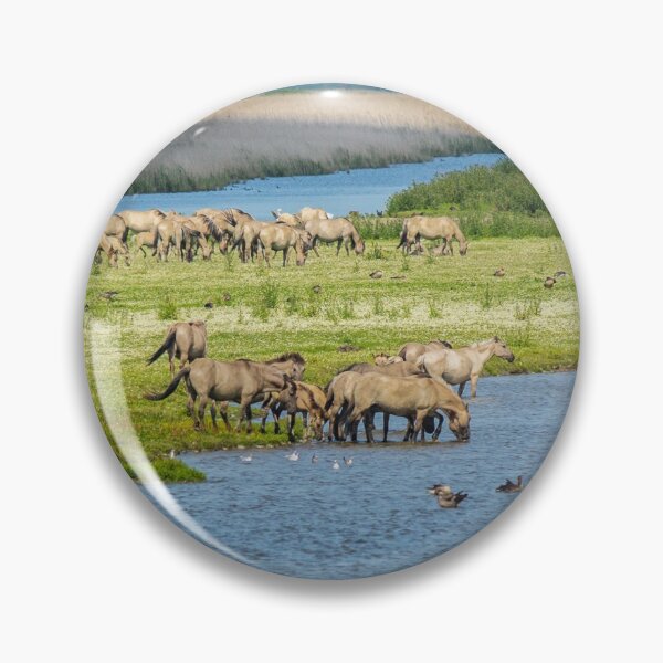 Item preview, Wild horses roaming free in Oostvaardersplassen designed and sold by Poliphilo.
