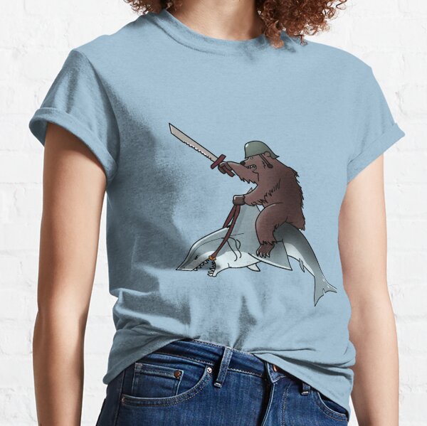 Bear riding a shark Classic T-Shirt