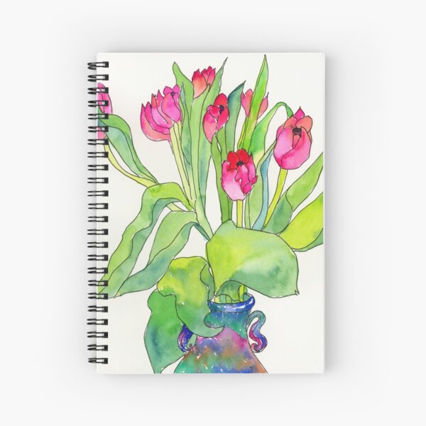 Tulips in a pottery vase Spiral Notebook