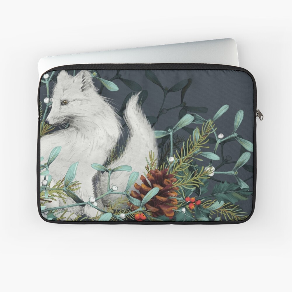 Arctic Fox Holiday Portrait Laptop Sleeve