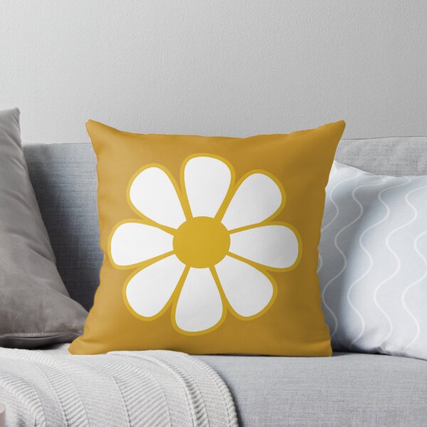 Aperçu de l'œuvre Big Retro Daisy - Jolie fleur minimaliste en blanc et moutarde créée et vendue par kierkegaard.