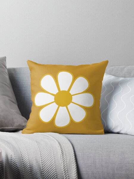 Item preview, Big Retro Daisy - Cute Minimalist Flower in White and Mustard designed and sold by kierkegaard.