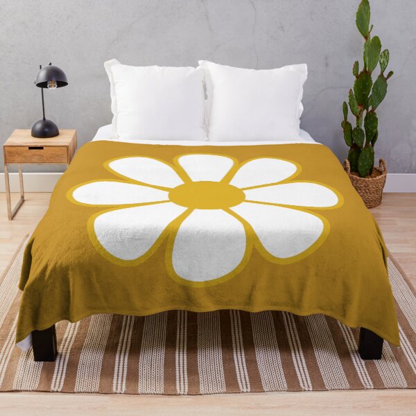 Item preview, Big Retro Daisy - Cute Minimalist Flower in White and Mustard designed and sold by kierkegaard.