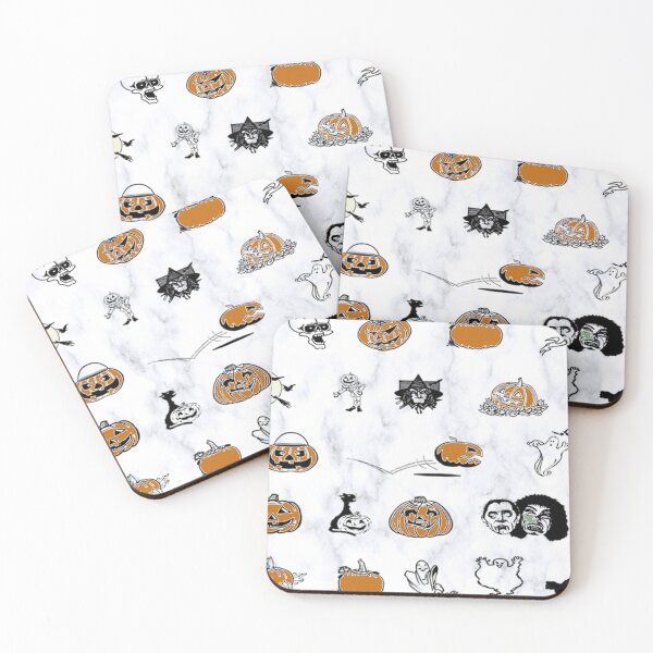 Item preview, Halloween Pattern on White Background: Ghosts, Witches Hats, Bats, Witch Broom Cute Fall Design Autumn designed and sold by tamdevo1.