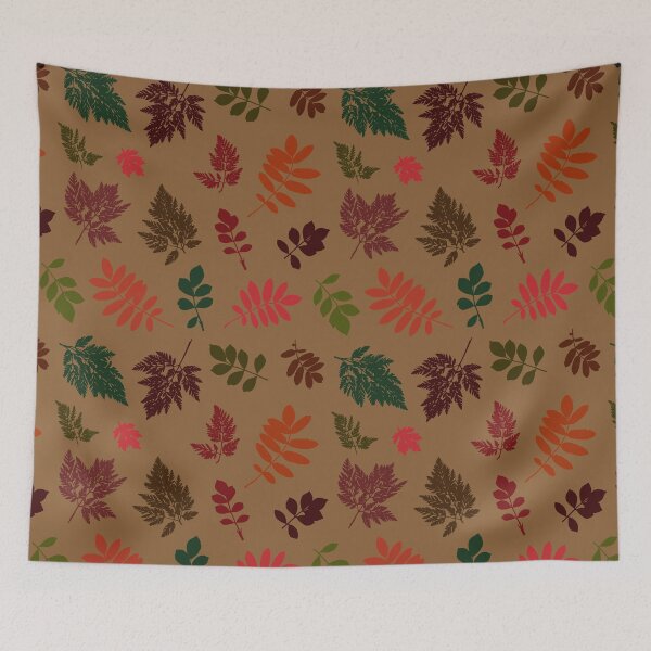 Item preview, Multicolor autumn leaves 12. Wild herbs seamless pattern on beige. Autumn leaf fall. Wild life designed and sold by Yulia Chepurova.