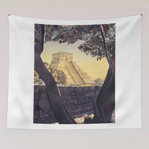 Item preview, Watercolor ruins of the Mayan ruins at Chichen Itza, in the Yucatan Peninsula- Mexico.  Chichen Itza watercolor designed and sold by rfoxphoto.