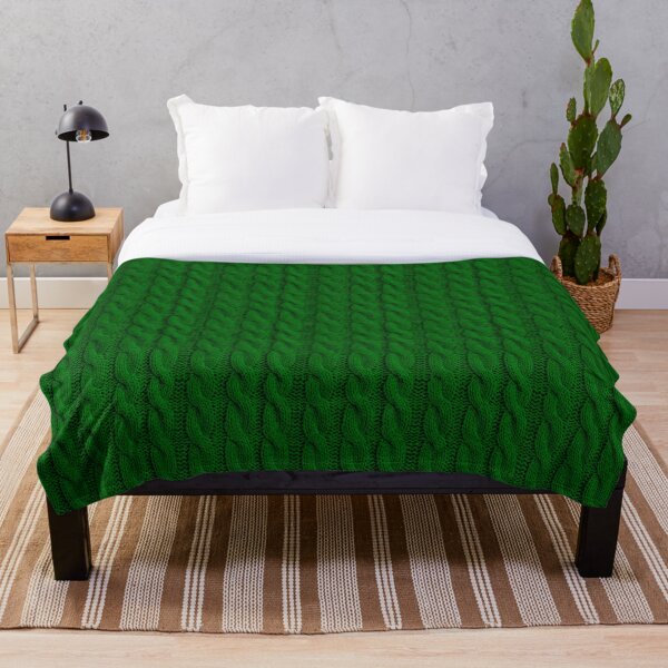Green Cable Knit Sweater Knitting design Throw Blanket