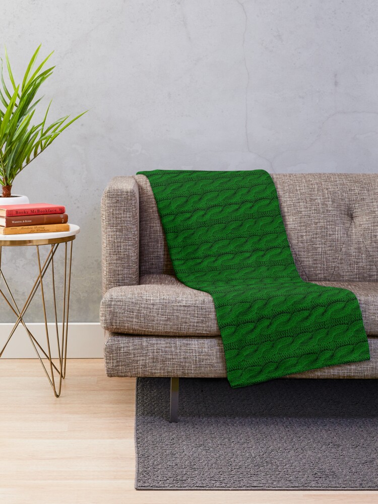 Emerald green knitted online throw