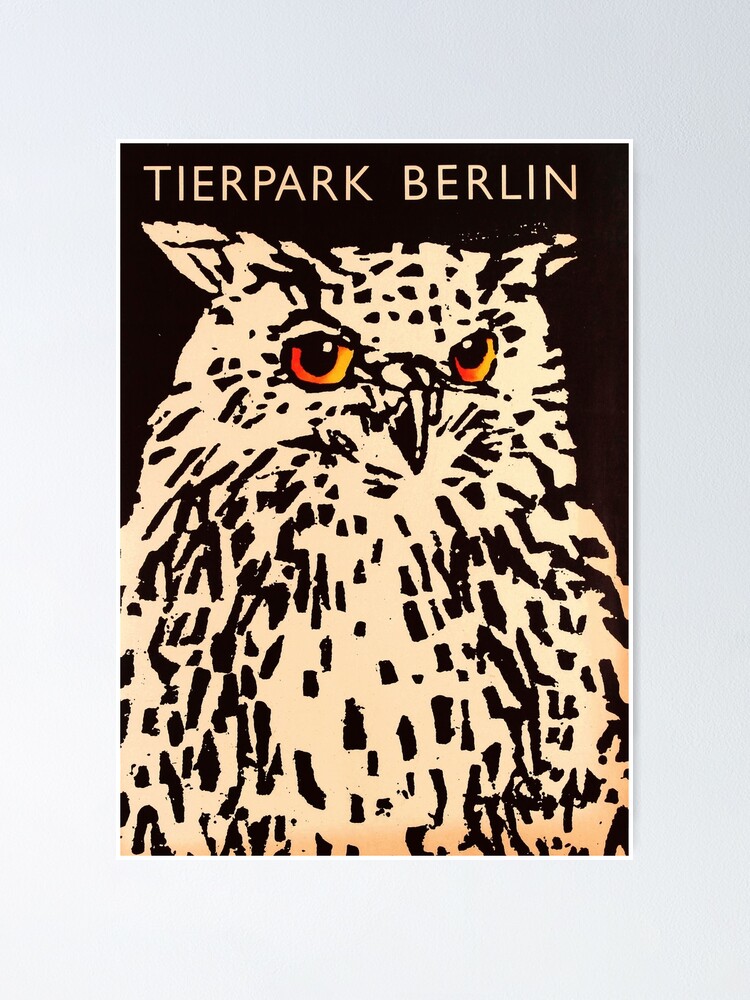 Tierpark Berlin - Eule - Vintages Zooplakat Poster