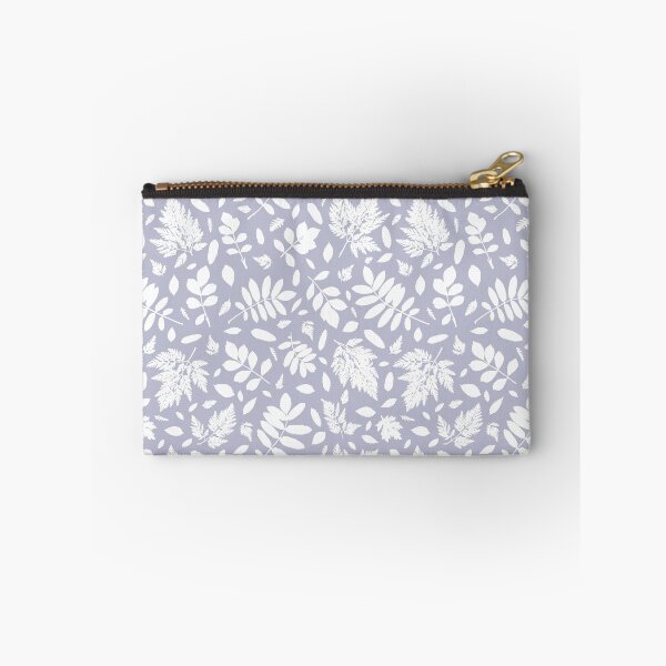 Item preview, Monochrome leaves 14. Wild herbs seamless pattern white on blue grey. Autumn leaf fall. Wild life designed and sold by Yulia Chepurova.