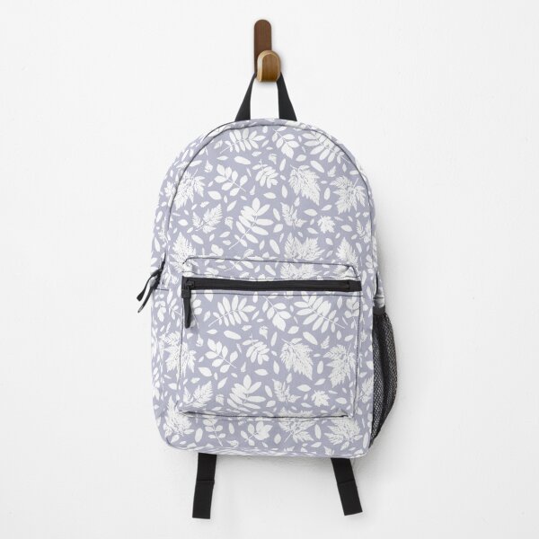 Item preview, Monochrome leaves 14. Wild herbs seamless pattern white on blue grey. Autumn leaf fall. Wild life designed and sold by Yulia Chepurova.