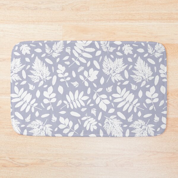 Item preview, Monochrome leaves 14. Wild herbs seamless pattern white on blue grey. Autumn leaf fall. Wild life designed and sold by Yulia Chepurova.