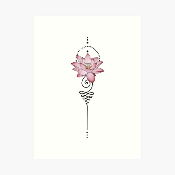 Lámina artística «Tatuaje de flor de loto japonesa rosa Unalome Budismo  espiritual Yoga» de Koalaslifestyle | Redbubble