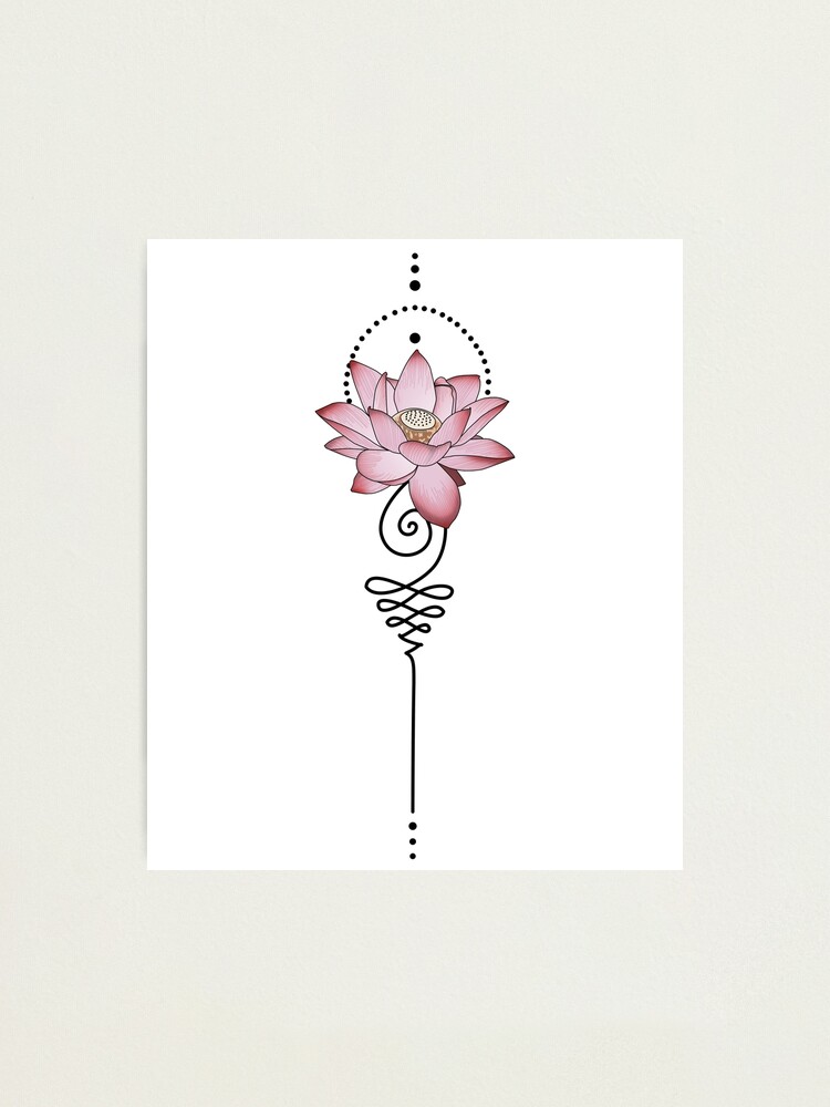 Lamina Fotografica Tatuaje De Flor De Loto Japonesa Rosa Unalome Budismo Espiritual Yoga De Koalaslifestyle Redbubble