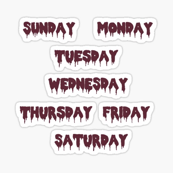 Days of the week sticker pack Sticker for Sale by Madison Elizabeth