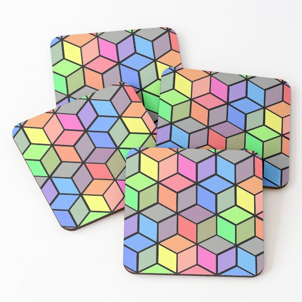 Item preview, 3D Cubes Steps Squares Qbert Abstract Pop Art 1960s designed and sold by Draculaura2009.
