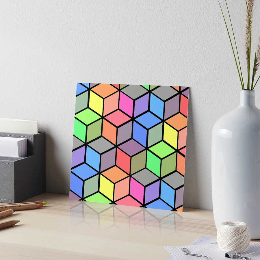 Ronde Sticker Mural Cubes 3D