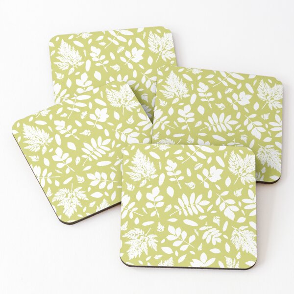 Item preview, Monochrome autumn leaves 16. Wild herbs seamless pattern white on pale olive green beige. Autumn leaf fall. Wild life designed and sold by Yulia Chepurova.