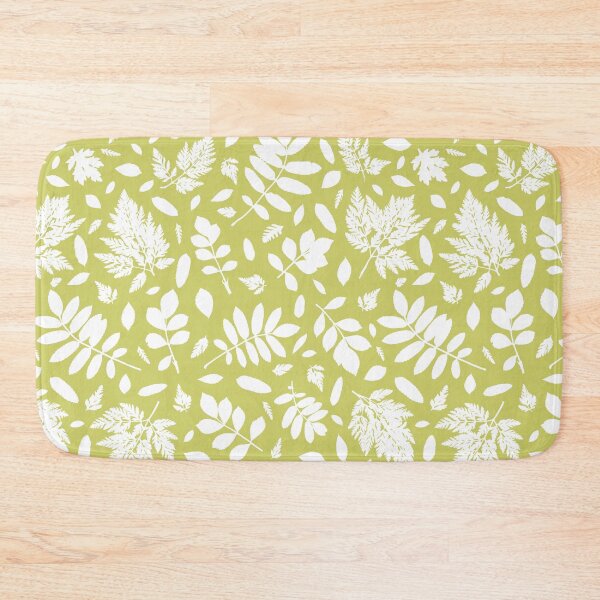 Item preview, Monochrome autumn leaves 16. Wild herbs seamless pattern white on pale olive green beige. Autumn leaf fall. Wild life designed and sold by Yulia Chepurova.
