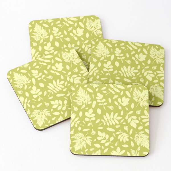 Item preview, Monochrome autumn leaves 17. Wild herbs seamless pattern pale yellow on olive green. Autumn leaf fall. Wild life designed and sold by Yulia Chepurova.