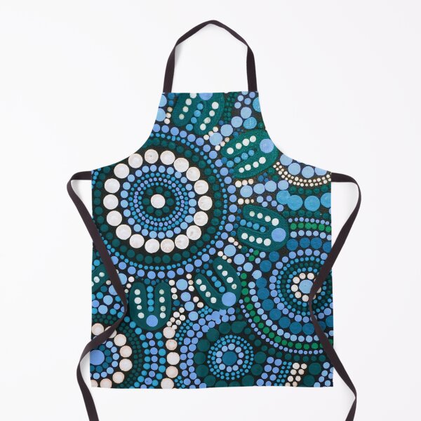 Vista previa del artículo con la obra «Arte aborigen australiano con patrón azul turquesa Reunión familiar», diseñado y vendido por GhostGumDesigns.
