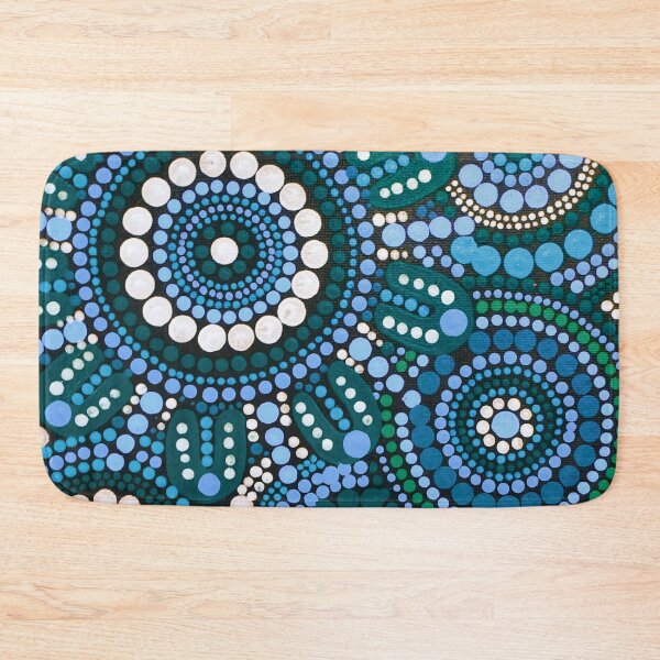 Item preview, Australian Aboriginal Art Turquoise Blue Pattern Family Gathering  designed and sold by GhostGumDesigns.