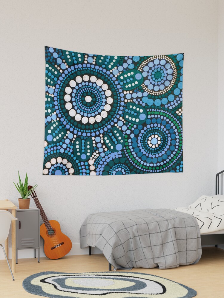 Blue and green tapestry hot sale