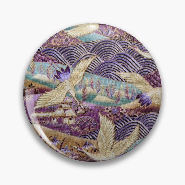 Item preview, Japanese Crane kimono style embroidered pattern designed and sold by RaionKeiji.