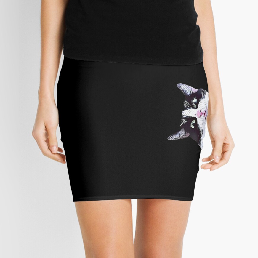 Discover Peeking Suspicious Cat  Mini Skirt