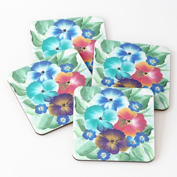 Item preview, Floral Fiesta: Whimsical Pansies and Blue Accents designed and sold by Smalltownart.