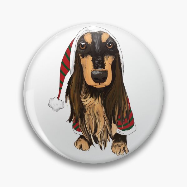 Item preview, Christmas Longhaired Dachshund- Black & Tan designed and sold by rdowerarts.