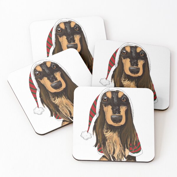 Item preview, Christmas Longhaired Dachshund- Black & Tan designed and sold by rdowerarts.