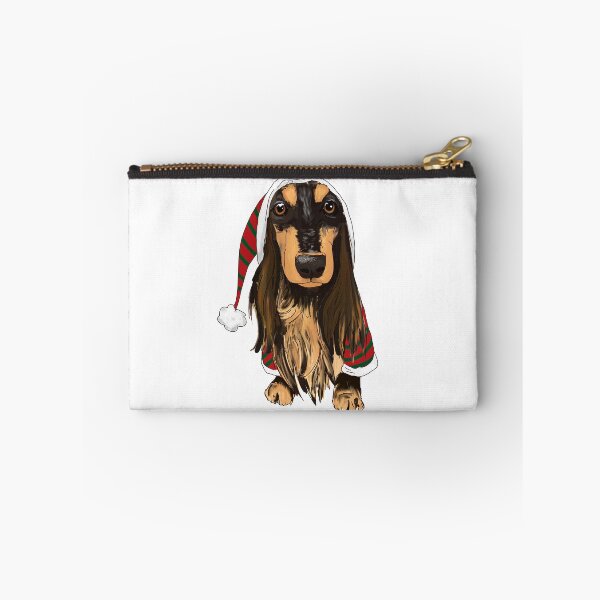Item preview, Christmas Longhaired Dachshund- Black & Tan designed and sold by rdowerarts.