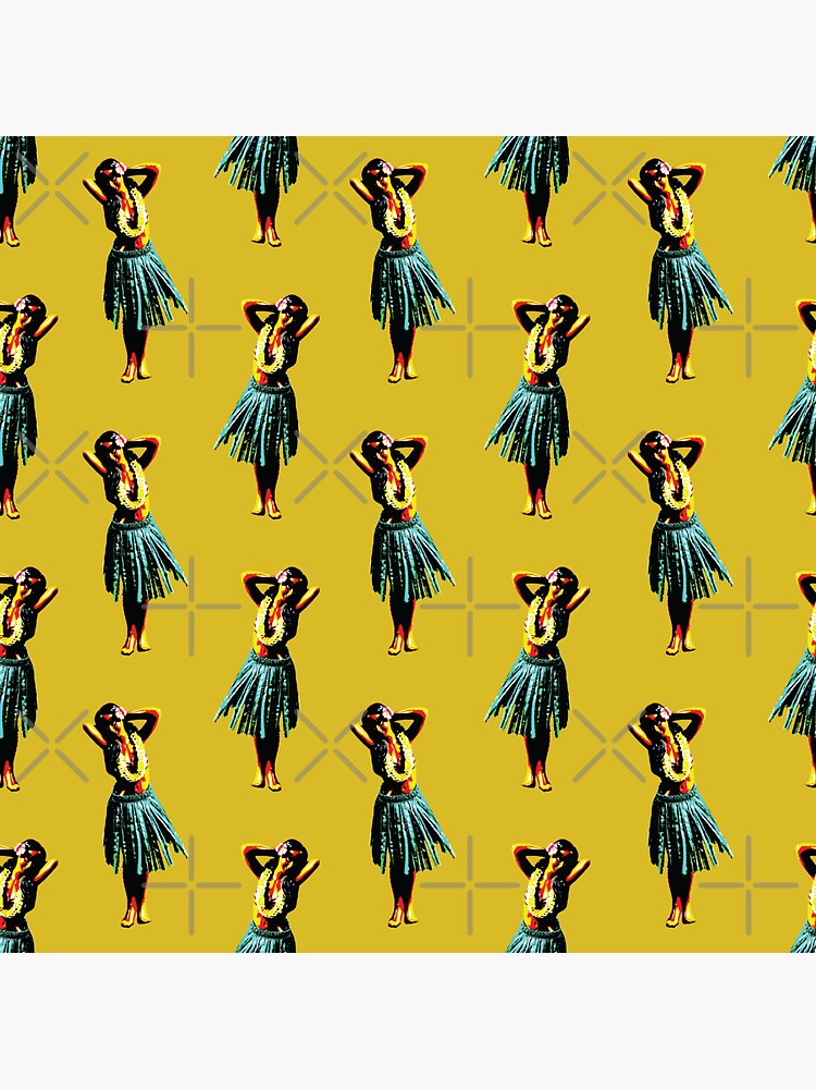 "Dashboard Hula Girls Hawaiian Dancer Dolls Pattern" Sticker for Sale
