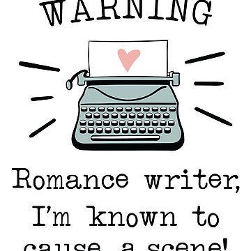 Artwork thumbnail, Warning Romance Writer Typewriter Drawing by Dollfacedesign