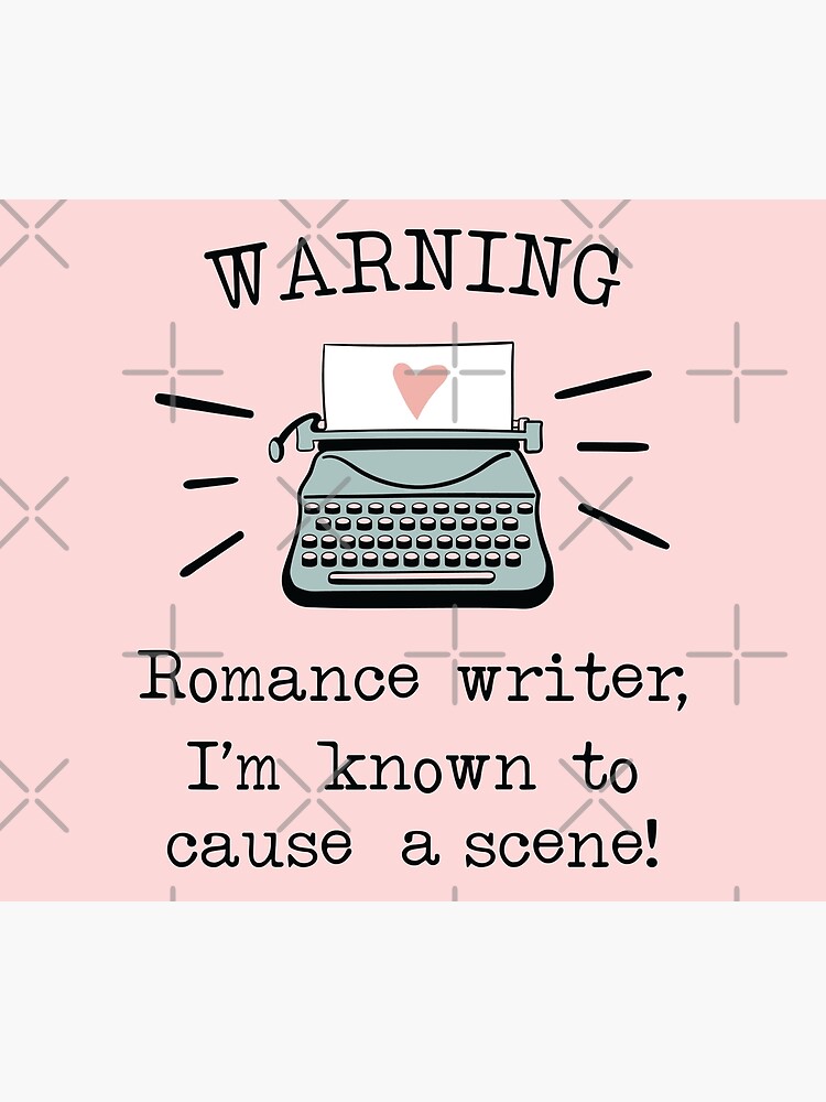 Thumbnail 3 of 3, Tapestry, Warning Romance Writer Typewriter Drawing designed and sold by Dollfacedesign.