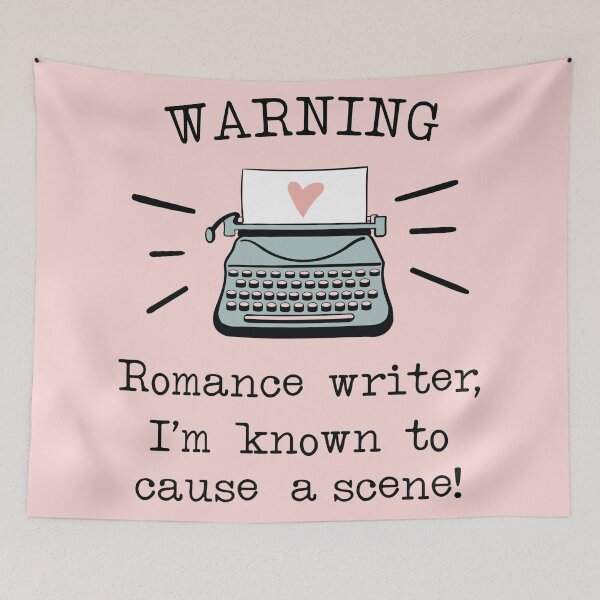 Item preview, Warning Romance Writer Typewriter Drawing  designed and sold by Dollfacedesign.