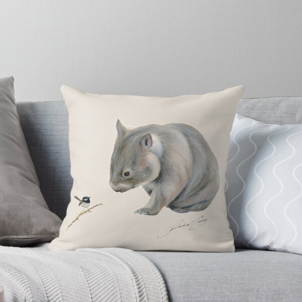 Item preview, Wombat and Blue Wren Friends with signature. Superb blue fairy wren.  designed and sold by RachaelCurryArt.